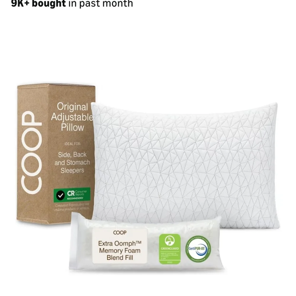 Coop Original Adjustable Pillow, Queen Size Bed Pillows for Sleeping,